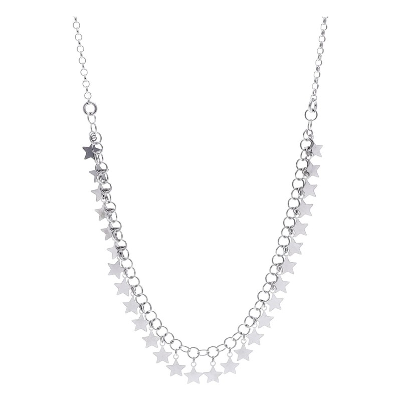 Naszyjnik srebrny - gwiazdki blaszki na ażurowym łańcuszku typu ankier