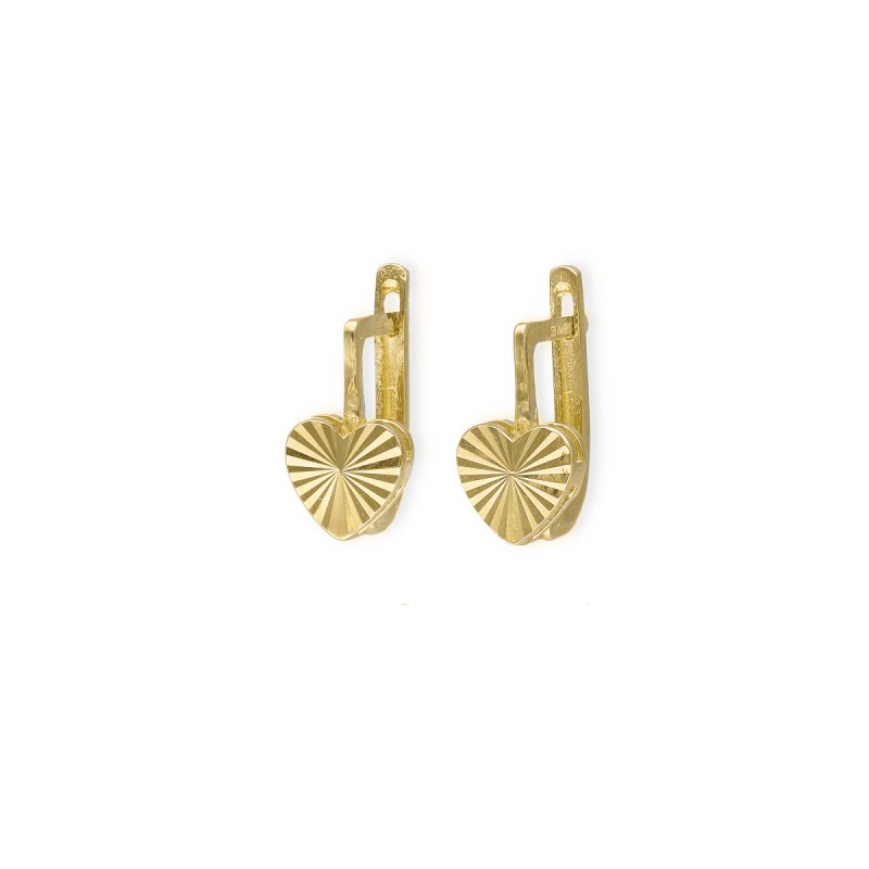 Kolczyki złote serduszka grawerowane