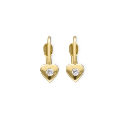 Kolczyki złote serduszka z cyrkonią