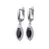 Kolczyki srebrne wiszące - czarna cyrkonia z jasnymi cyrkoniami