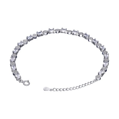 Bransoletka srebrna z elementami wypełnionymi cyrkoniami