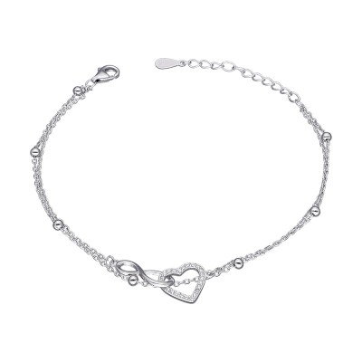 Srebrna bransoletka z sercem oraz znakiem nieskończoności