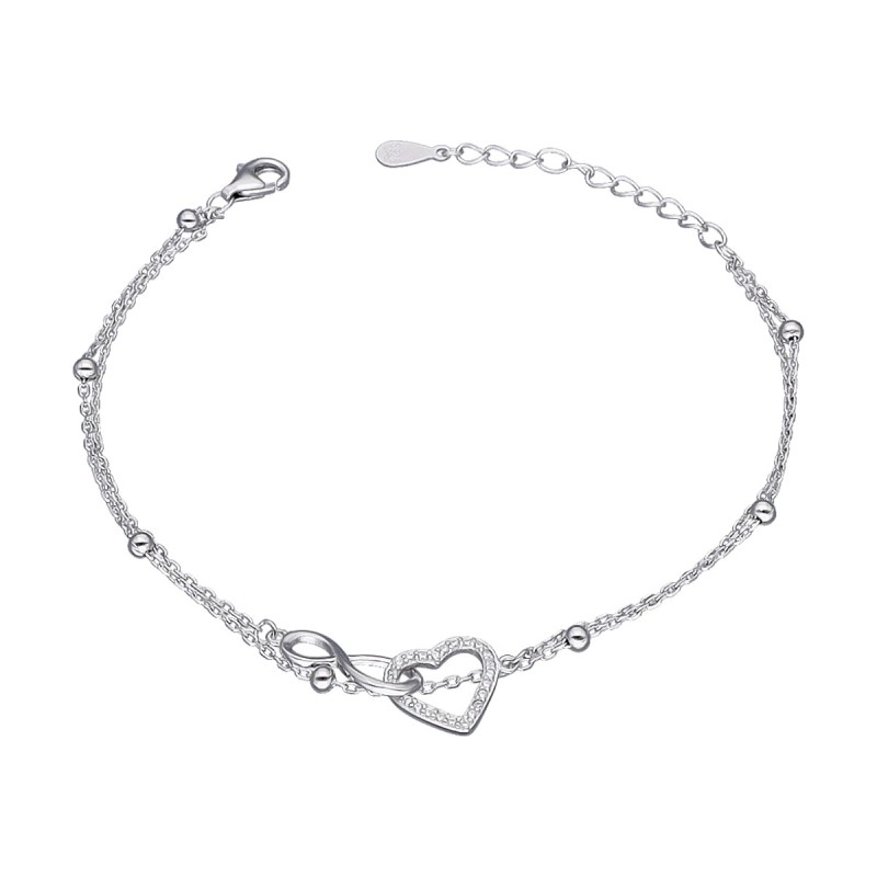 Srebrna bransoletka z sercem oraz znakiem nieskończoności
