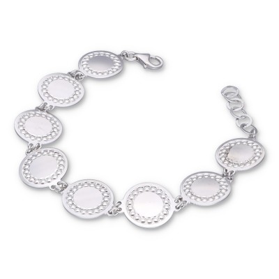 Bransoletka srebrna z ozdobnych okrągłych elementów