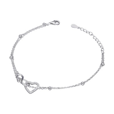 Srebrna bransoletka z sercem oraz znakiem nieskończoności