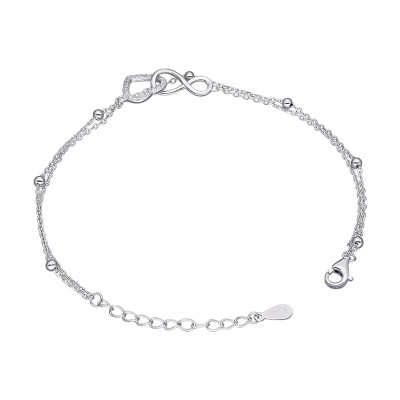 Srebrna bransoletka z sercem oraz znakiem nieskończoności