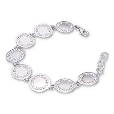 Bransoletka srebrna z ozdobnych okrągłych elementów