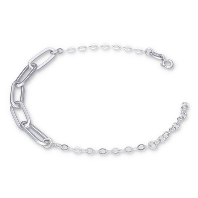 Bransoletka srebrna z zawieszką w formie łańcucha połączoną z ażurowym łańcuszkiem