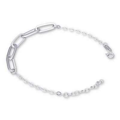 Bransoletka srebrna z zawieszką w formie łańcucha połączoną z ażurowym łańcuszkiem