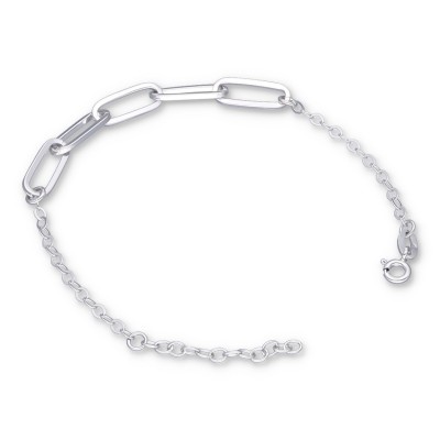 Bransoletka srebrna z zawieszką w formie łańcucha połączoną z ażurowym łańcuszkiem