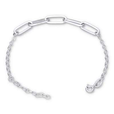 Bransoletka srebrna z zawieszką w formie łańcucha połączoną z ażurowym łańcuszkiem