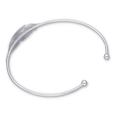 Bransoletka srebrna sztywna z elementem pióra