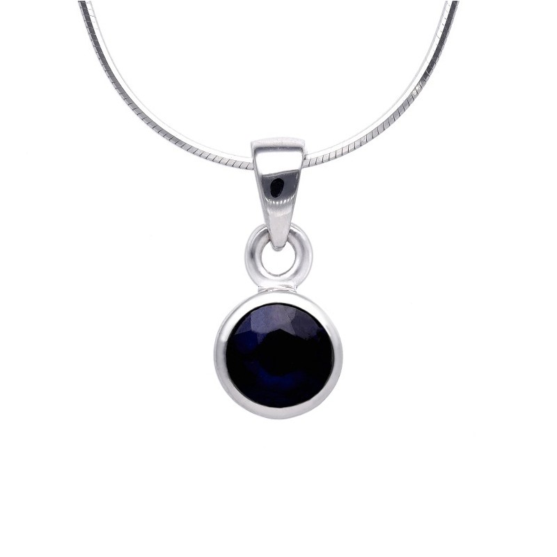 Zawieszka srebrna okrągła z szafirem