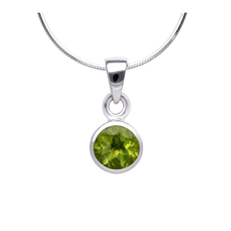 Zawieszka srebrna okrągła z peridotem