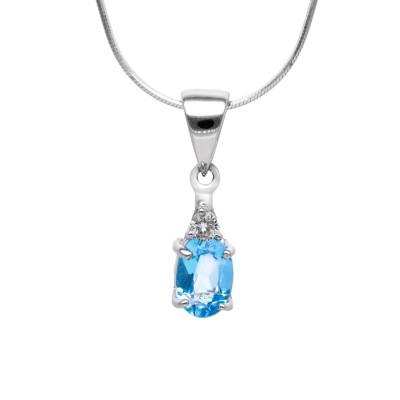 Zawieszka srebrna owalna z topazem oraz cyrkonią