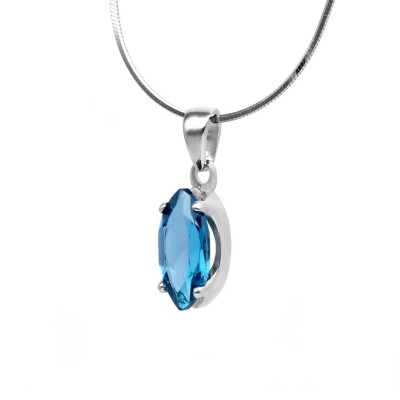 Zawieszka srebrna z topazem london blue w kształcie markizy