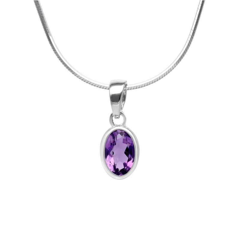 Zawieszka srebrna owalna z ametystem