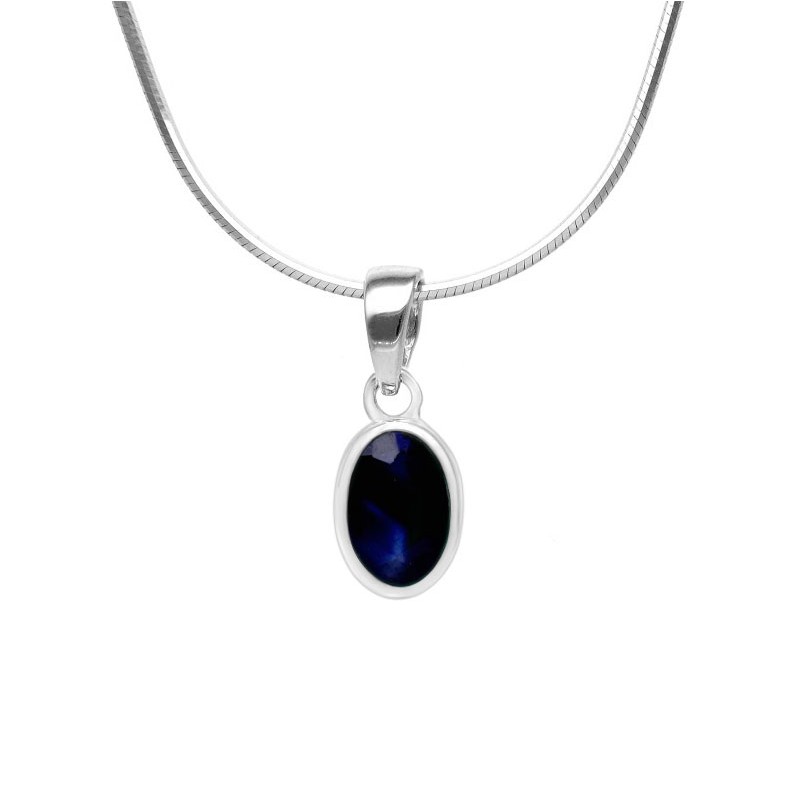 Zawieszka srebrna owalna z szafirem