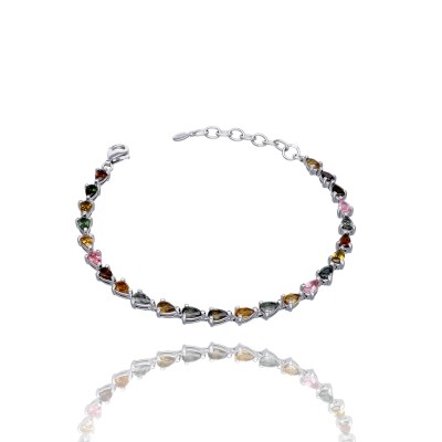 Bransoletka srebrna z multi turmalinami
