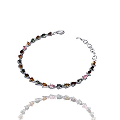 Bransoletka srebrna z multi turmalinami