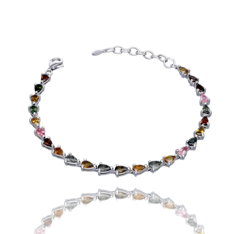 Bransoletka srebrna z multi turmalinami