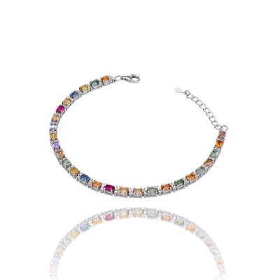 Bransoletka srebrna z multi szafirami