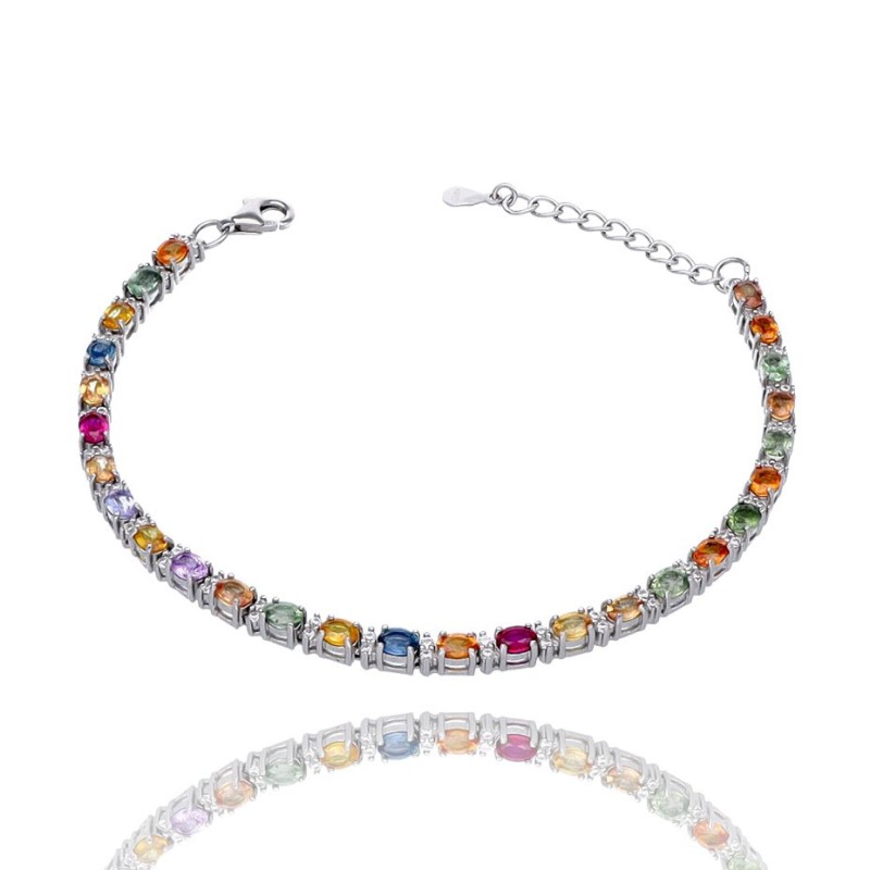 Bransoletka srebrna z multi szafirami