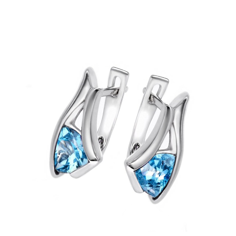Kolczyki srebrne z topazem na angielskim zapięciu