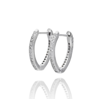 Kolczyki srebrne owalne z cyrkoniami