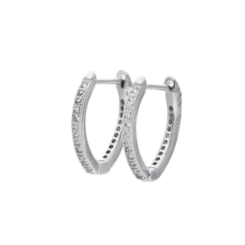 Kolczyki srebrne owalne z cyrkoniami