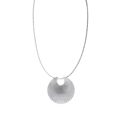 NASZYJNIK SREBRNY Z FALOWANYM KÓŁEM NA OZDOBNYM ŁAŃCUSZKU