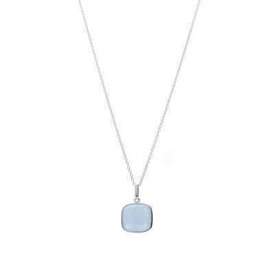 Naszyjnik srebrny w kształcie kwadratu z akwamarynem