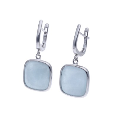 Kolczyki srebrne w kształcie kwadratu na angielskim zapięciu