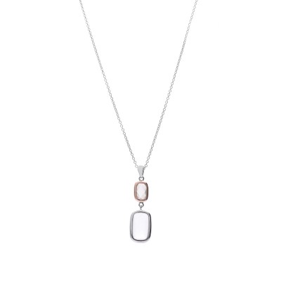 Naszyjnik srebrny z prostokątnym kwarcem na ażurowym łańcuszku