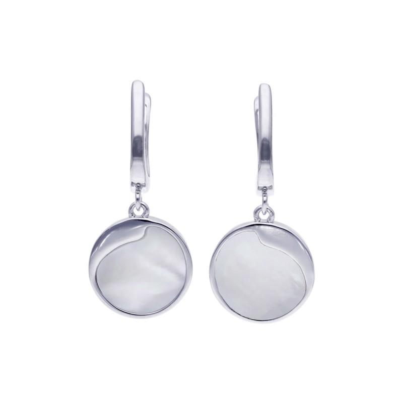 Kolczyki srebrne z masą perłową na zapięciu angielskim