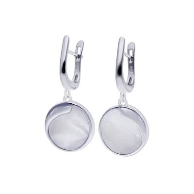 Kolczyki srebrne z masą perłową na zapięciu angielskim