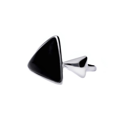 Srebrny pierścionek geometryczny z onyksem