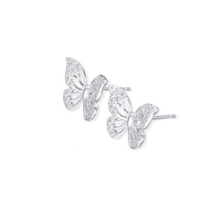 Kolczyki srebrne ażurowe motylki z bezbarwnymi cyrkoniami