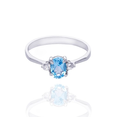 Pierścionek srebrny - kamień centralny topaz oraz cyrkoniami