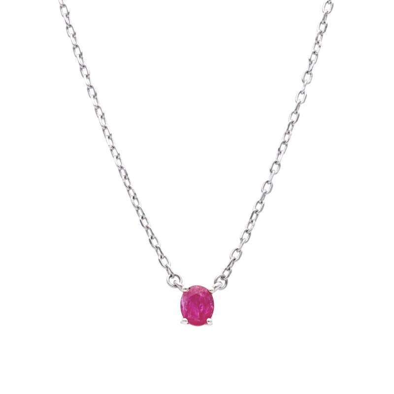Naszyjnik srebrny z delikatnym oczkiem - rubinem
