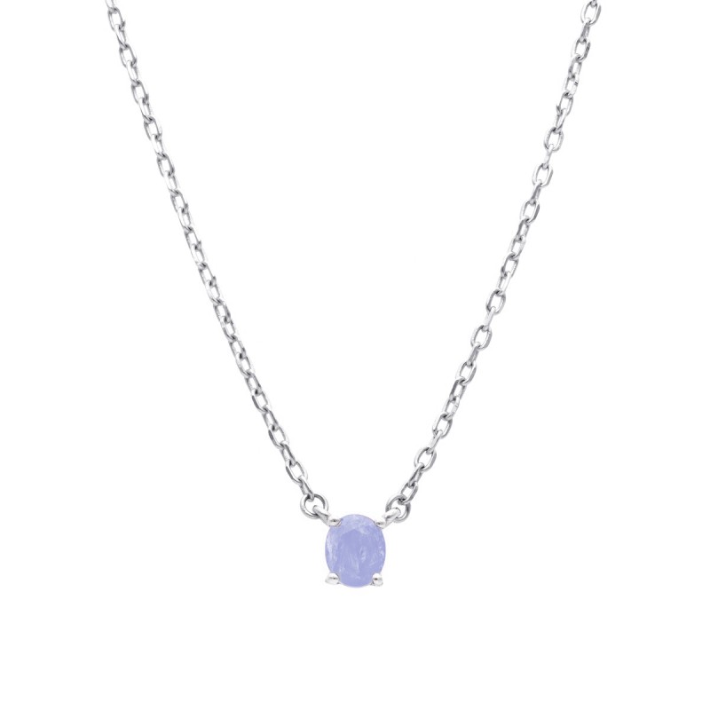Naszyjnik srebrny z delikatnym oczkiem - tanzanitem