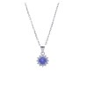 Naszyjnik srebrny z tanzanitem oraz cyrkoniami w formie kwiatowej
