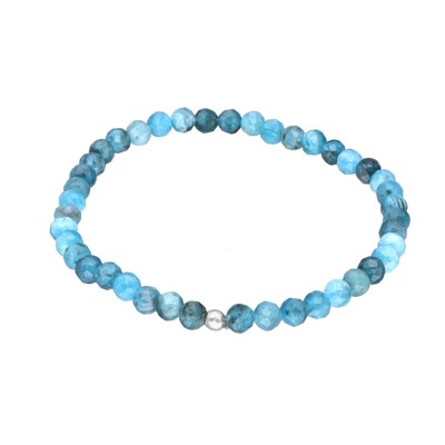 Bransoletka z kamieniem apatytem i srebrnym koralikiem przekładana