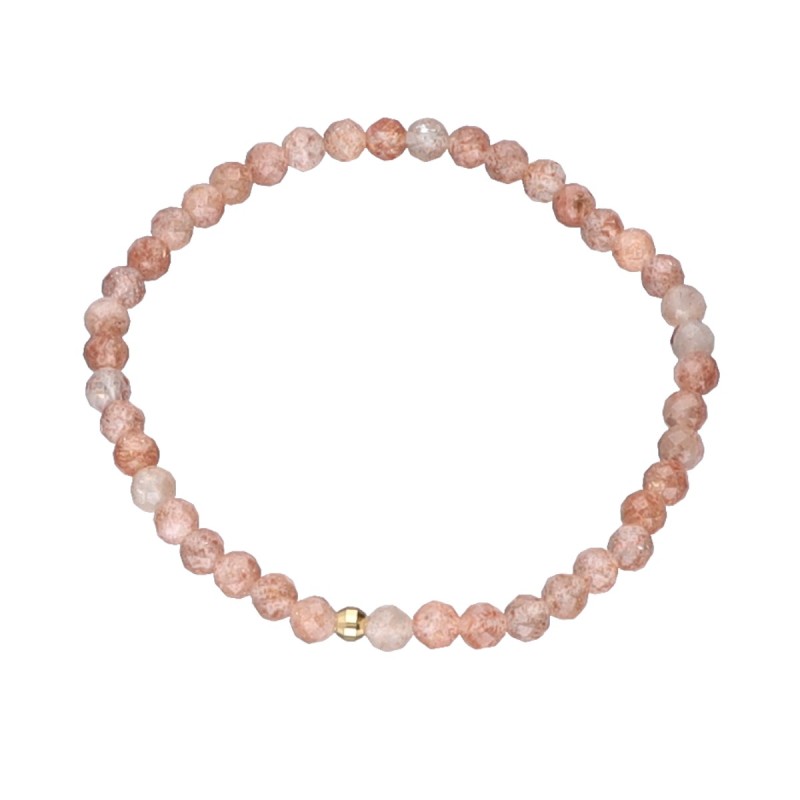 Bransoletka z kamieniem słonecznym i srebrnym koralikiem - przekładana