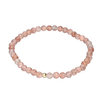 Bransoletka z kamieniem słonecznym i srebrnym koralikiem - przekładana