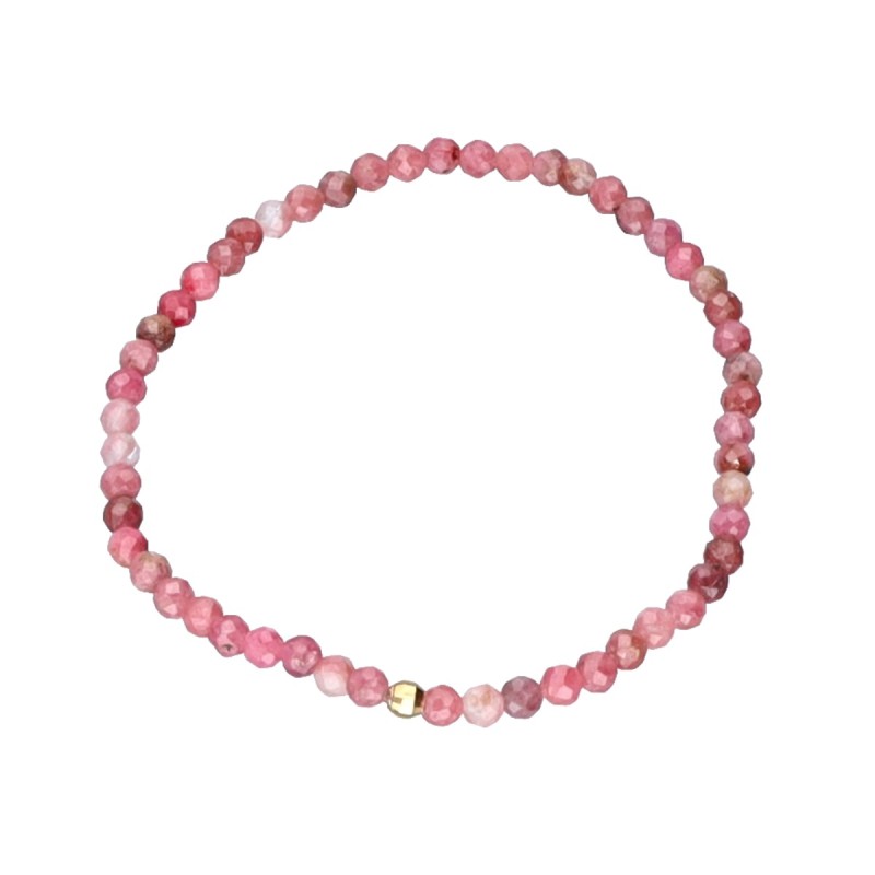 Bransoletka z rodonitem i złoconym koralikiem przekładana