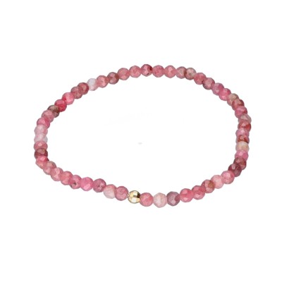 Bransoletka z rodonitem i złoconym koralikiem przekładana