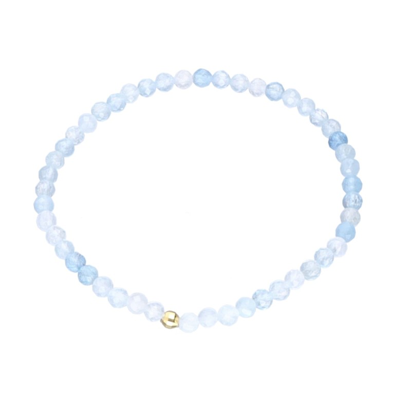Bransoletka z akwamarynem i złoconym koralikiem przekładana
