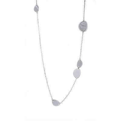 Naszyjnik srebrny z owalnymi elementami na dłuższym ażurowym łańcuszku