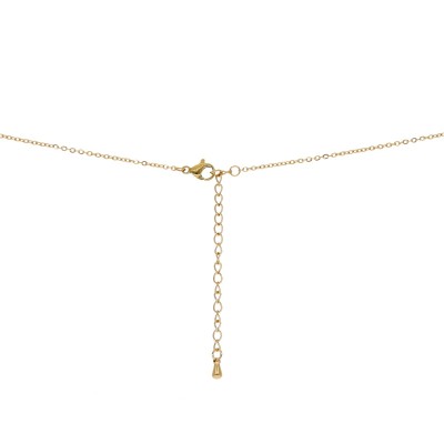 Naszyjnik stalowy złocony z zawieszką w kształcie kropli